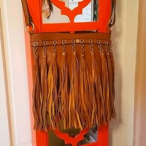 Fringed pleather purse, never used.